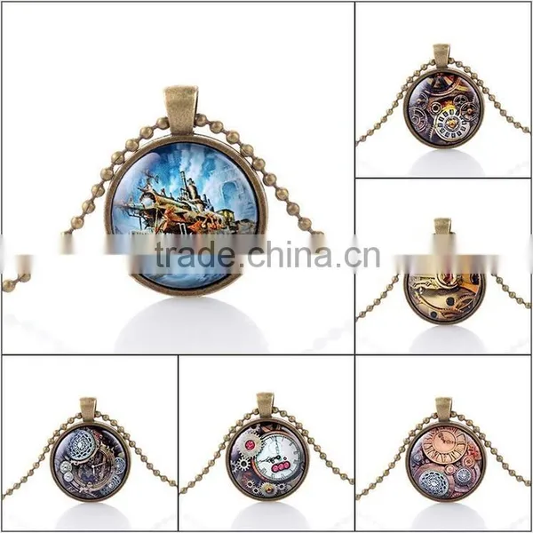 Cool Retro Bronze Steampunk Necklace Pendant Men Vintage Jewelry