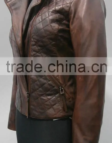 Stone Washed Genuine Leather Jacket Women photo-6