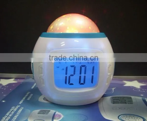Music Star Kid Baby Room Bedroom Music Alarm Clock Sky Star Night Light Projector Lamp photo-2