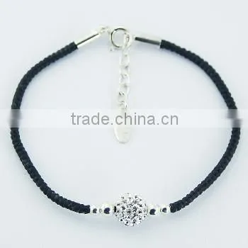 Handcrafted Macrame Bracelet With 8mm Czech Crystal Ball
