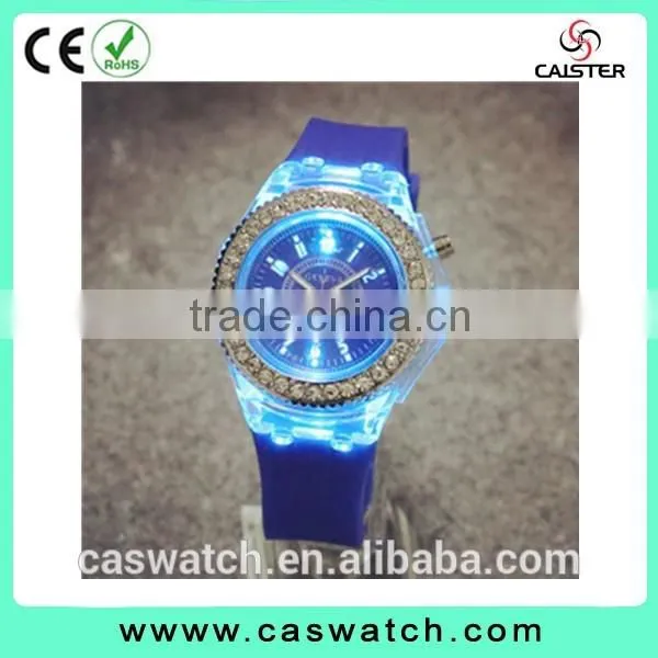 Cheap Crystal Watch Silicone Watches Band Colorful Lights Watch China photo-3