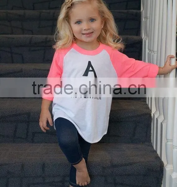 Digitally Printed Round-neck Baby Girls Tee Shirts Customized Children Relgan Tee Shirt photo-3