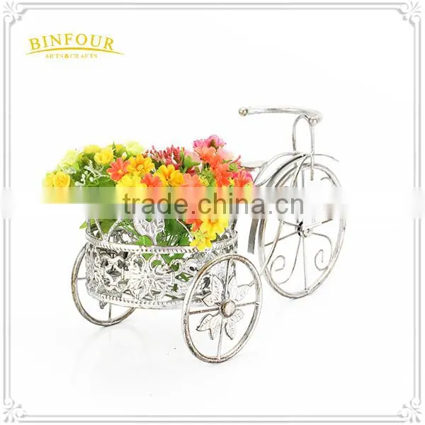 Bike Shape Wire Metal Basket Flower Pot for Gift Home Decoration photo-3