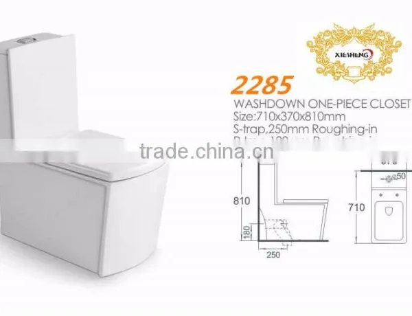 China Sanitary Ware Toilet Ceramic WC Single Washdown One Piece Square Toilet photo-2