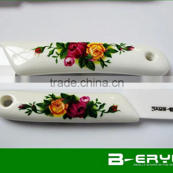 BERYL Applique Ceramic Handle 6pcs Gift Set , 3"/4"/5"/6"+peeler+Knife Holder Ceramic Knives Set, White Blade, CE FDA Certified photo-5
