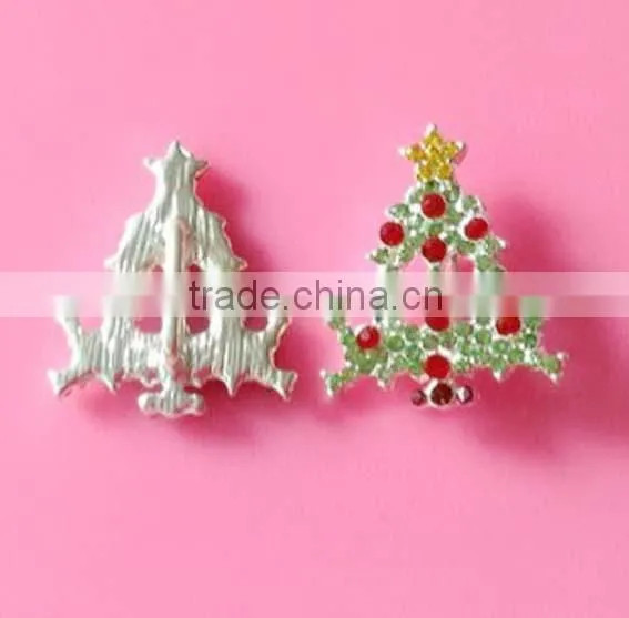 Stock Christmas 25*21mm Rhinestone Tree Button With Slider(BTN-5501)