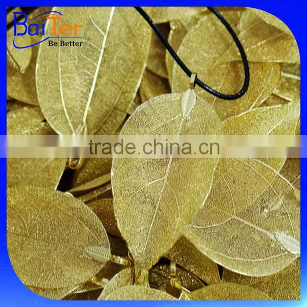 Popular Gift Rose Gold Silver Plated Natural Real Leaf Charm PendantJewelry /Yellow Gold Plated Natural Leaf Pendant Wholesale