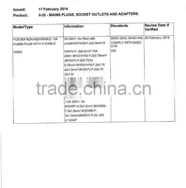 SASO Standard 3pin 3-13A/ 250V Non-rewireable Singappore Standard Plug photo-3