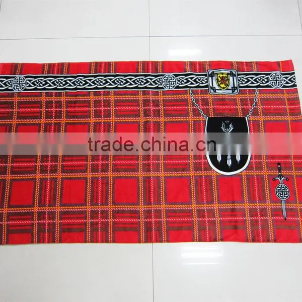 100% Cotton Velour Printed Scottish Plaid Beach Towel Plaid Printed Scottish Beach Towel photo-3