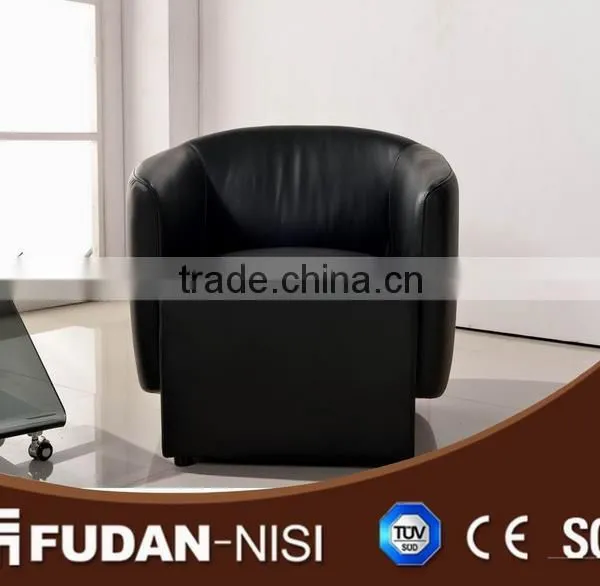 Modern Round Top Grain Leather Sofa Leisure Chair photo-2