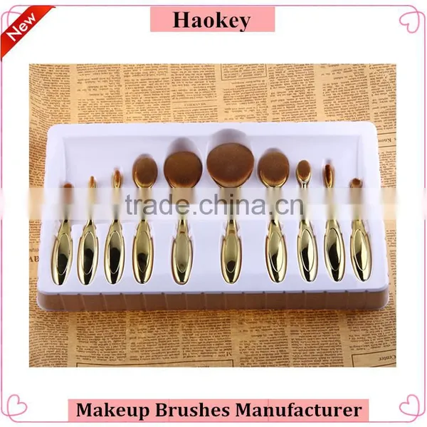 10pcs per Set Nylon Oval Make up Brush for Cosmetic and Foundation Brush With Makeup Brush Box photo-3