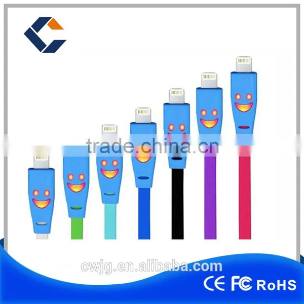 Smiling Flexible Lighting USB Electrical Cable for Iphone and Android Phones for Apple Lighting Flat Ribbon Usb Electrical Cable Quality Choice photo-6