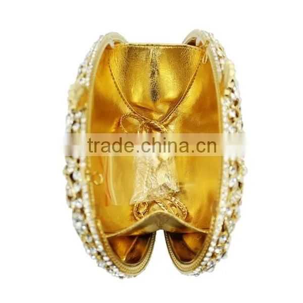 New Design Gold and Silver Oval Shape Rhinestone Evening Clutch Ladies Handbag Fashion (8732A-GS) photo-5