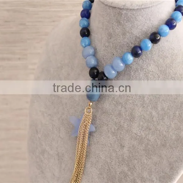 Factory Direct Bead Acrylic Necklace Fashion Blue Color Acrylic Statement Necklace photo-6