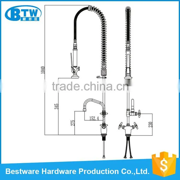 Factory OEM&ODM Commercial Pre-rinse Long Neck Brushed Treatment 304 Stainless Steel Health Water Faucet photo-2