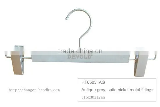Our HEAD Basic HEAD Wooden Pants Hanger Style Wooden Bottom Metal Clips Skirt Hangers for Display photo-2