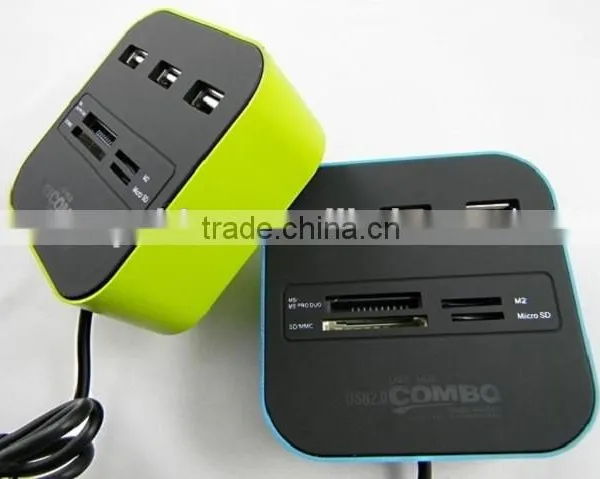 2016 Inovative Products Top Quality Logo Printed 3 Port USB Hub Card Reader, USB2.0 HUB With Cable photo-6