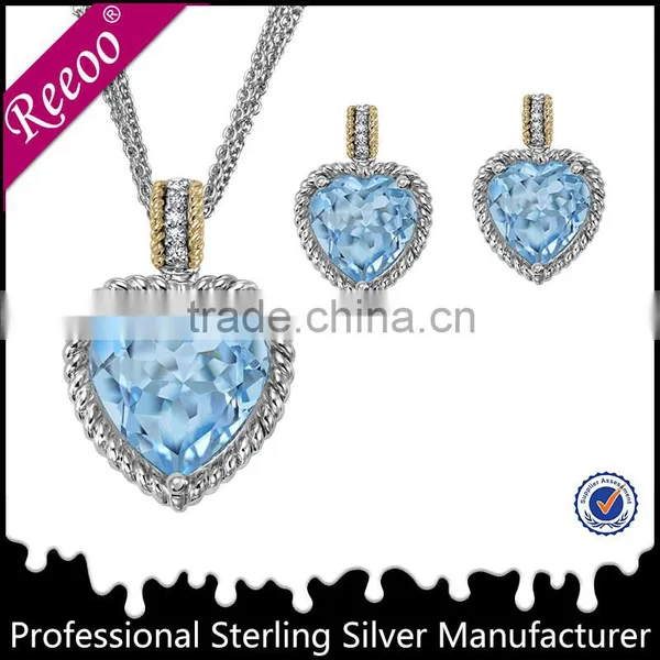 Large Blue Topaz Pendant, Blue Eye Pendant photo-2