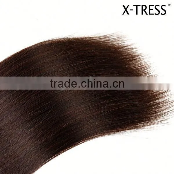 18inch 2# Newest Natural Black Silk Straight Indian Human Hair Double Layer Machine Made Weft Weaving photo-4