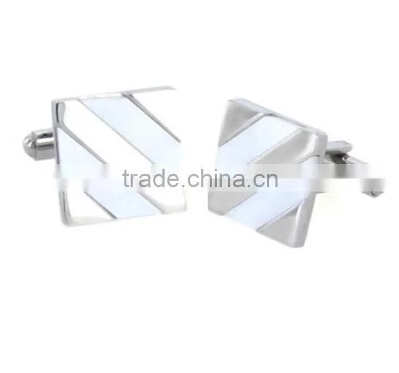 Men's Stainless Steel Diagonal Stripe Inlay Cuff Links photo-4
