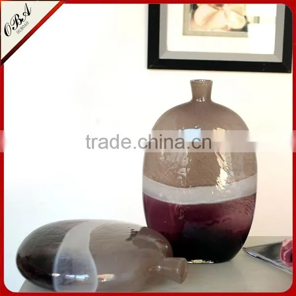 New Designed Mouth Blown Purple Round Arts Murano Glass Vase photo-2