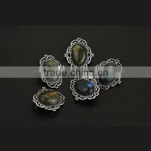 925 Sterling Sliver Vintage Style Antiqued Silver Oval Labradorite Brooch Fashion Women Brooch Jewelry 6530012 photo-3