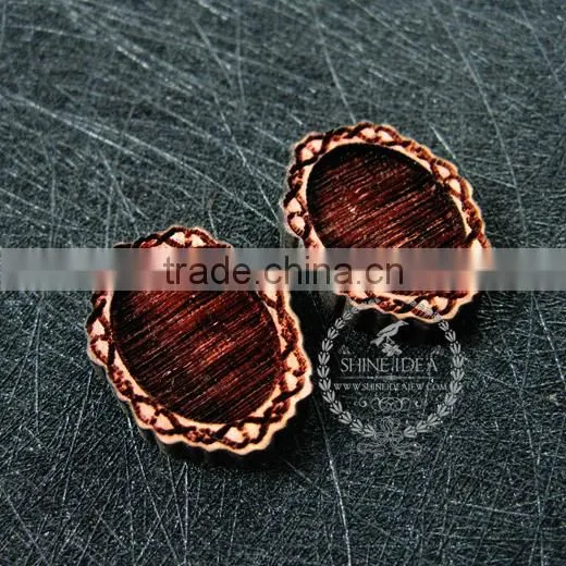 18*13mm Setting Size Vintage Style Natual Log Wood Bezel Carving Flower Pendant Setting DIY Findings Supplies 1421083 photo-2