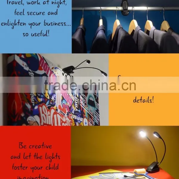 Portable Book Reading Lamp With Dual Head and 8 LED Flexible Book Light Best Suited For Bed Reading BBQ Grilling Desk Travel photo-5