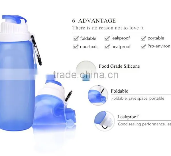 100% Bpa Free Reusable Drink Containers Collasipble Silicone Kids Water Bottles photo-5