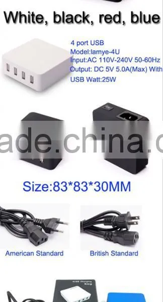 Home Appliance Portable Mini Multi 4 Usb Port Wall Charger for Phone photo-2