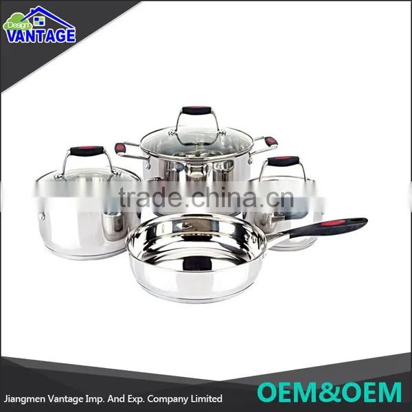 Good Quality Wholesale Mirror Polish 3pcs Cookware Stainless With Silicone Handle photo-6