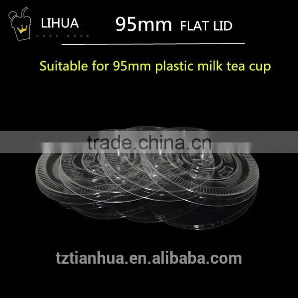 9.5cm China Customized Disposable Plastic PS Milk Cup Flat Lid photo-2