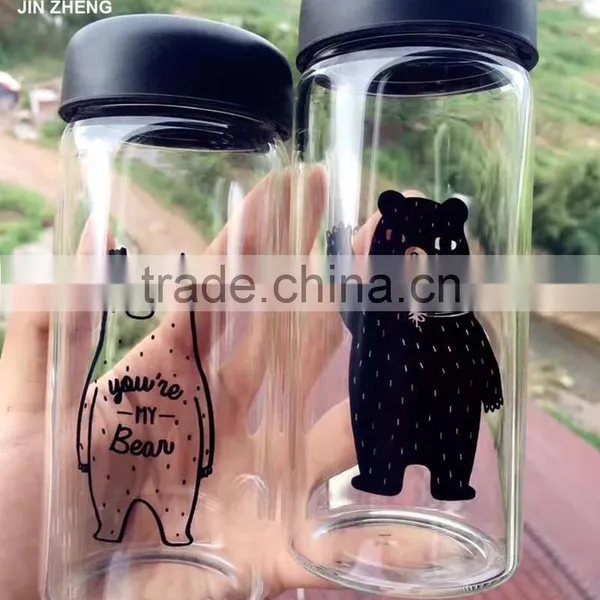 Stocked 10oz Glass Water Bottle With Colorful Lid photo-2