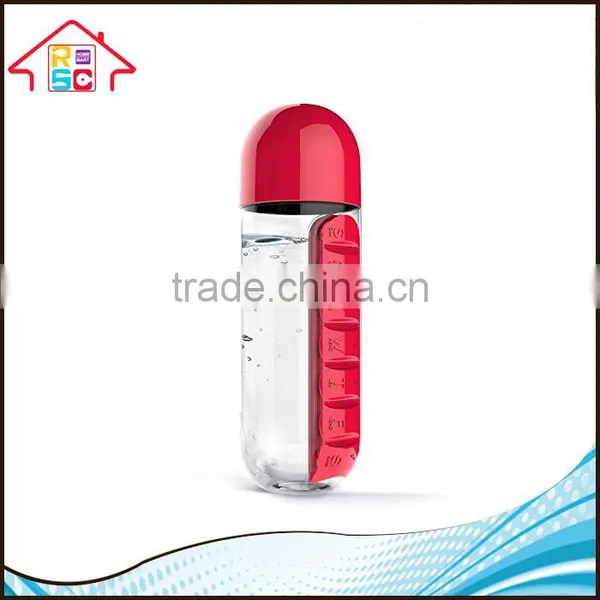 NBRSC Hot Selling 2 in 1 Weekly Medicine/Vitamins Box Organizer Plastic Portable Water Bottle Seven Daily Pill Box Organizer photo-6