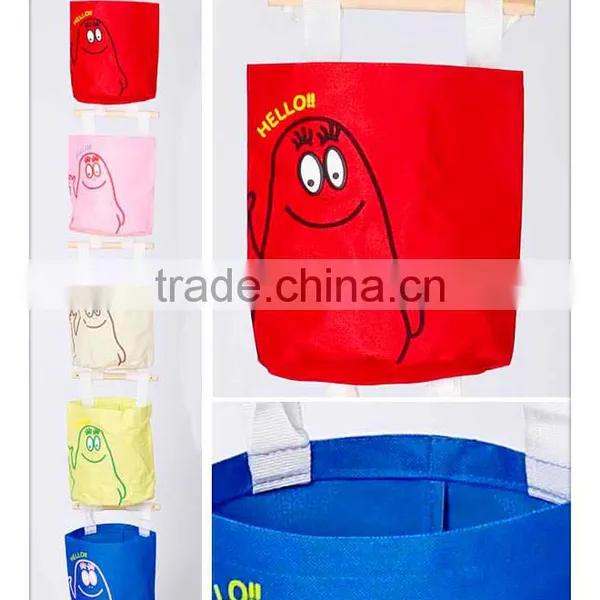 Japanese-style Home Colorful Oxford Cloth Storage Bag With Natural Wood Stick ,sundries Hanging Bag Cute Storage Bag photo-5