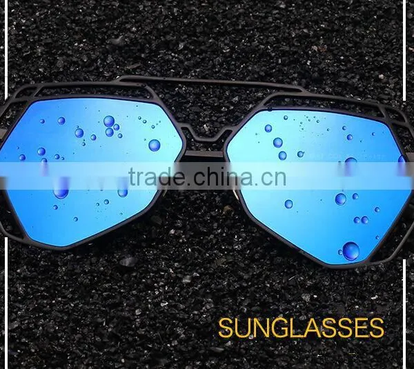 2016 Super Lovers Poly Polarized Sunglasses Metal Hollow Out V Glasses Frame Color Film Sunglasses photo-2