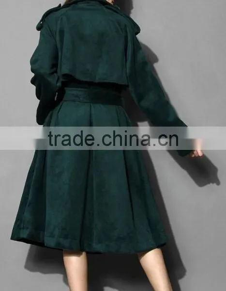 2014 Winter Storm Flap Self-tie Belted Wool Blend Coat ,cold Winter Outside Wear ,Double Breasted Wool Coat photo-6
