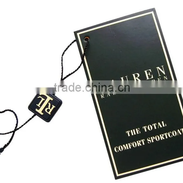 2016 China Custom High Quality Gold Foil Logo Jeans Hang Tags With Strings photo-5