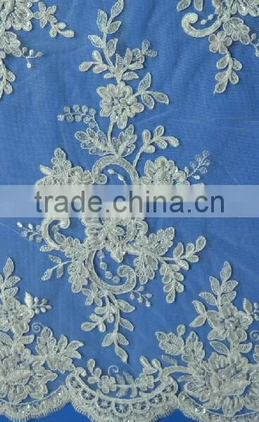 Eco Friendly Design Wholesale African Beaded Corded Lace Dress Fabric photo-4