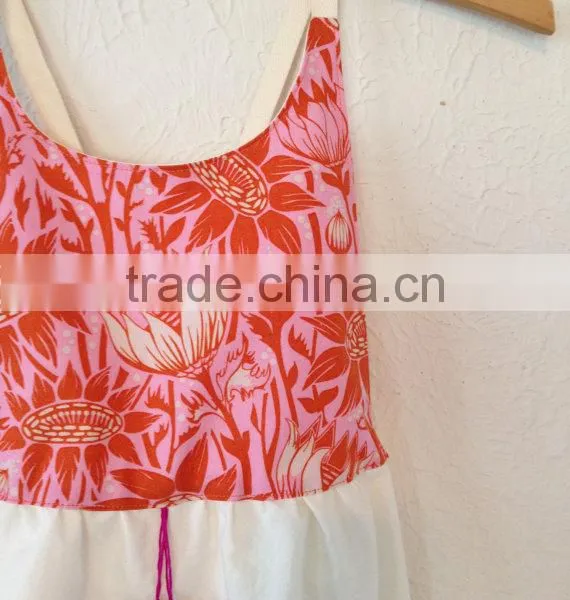 Fashion Printed Beach Girl Dress Of 9 Years Old With Front Tassel photo-4