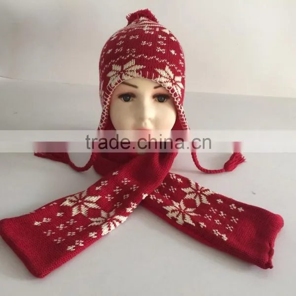 Children Pink and White Winter Knitting Kids Scarf Hat Glove 3pcs Sets photo-4