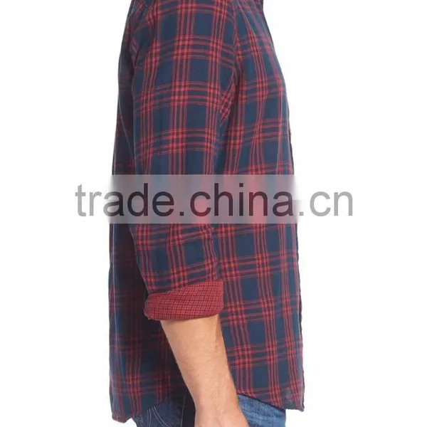 Classic Contrasting Plaid Stand Collar Men's Party T-shirt photo-3