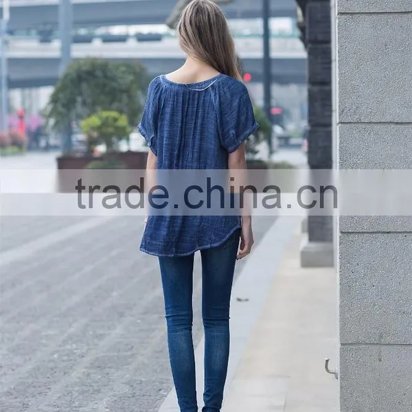 Casual Blouse for Young Lady Fat Lady Dress Latest Summer Shirt Loose Style Blouse for Young Ladies photo-3