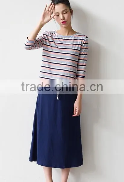 2016 New Fashion All Match Loose Half Sleeve Striped T-shirts for Ladies photo-4