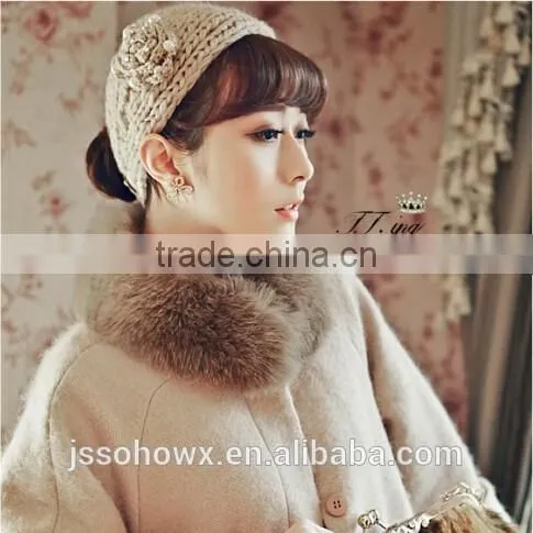 2014 Winter Wholesale Hand Knitted Headband Embroidered Ear Warmers photo-3