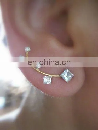 Ear Sweep Wrap - Cuff Earring - Gold Filled With Glass Pearl photo-6