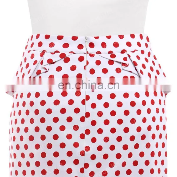 Grace Karin Occident Women's Vintage Retro Cotton Polka Dots Hips-Wrapped Skirt CL008928-1 photo-4