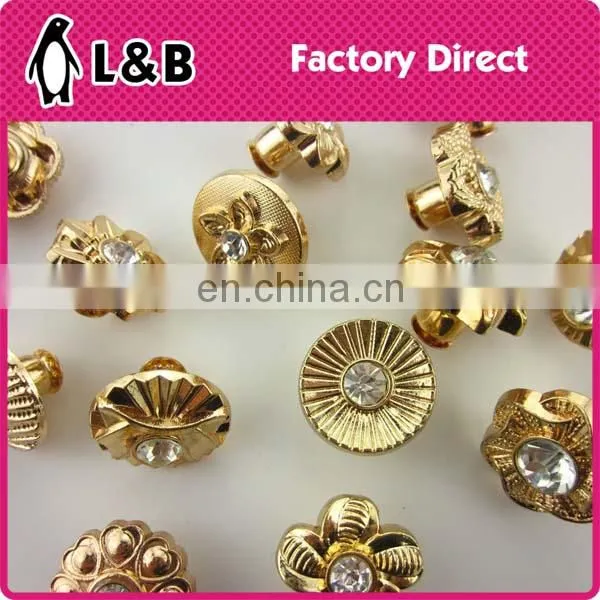 Latest Design Custom Made Jeans Button Alloy Material Gold Jeans Button With Stone photo-6