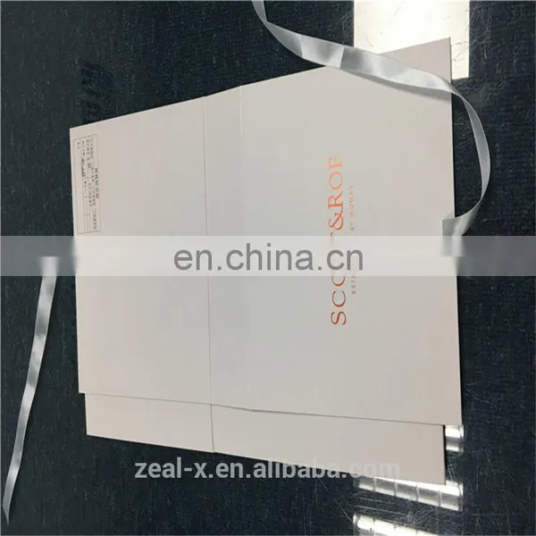 2017 Shiny Ribbon White Rigid Box With Rose Gold Stamping Box for Hot Underwear photo-4