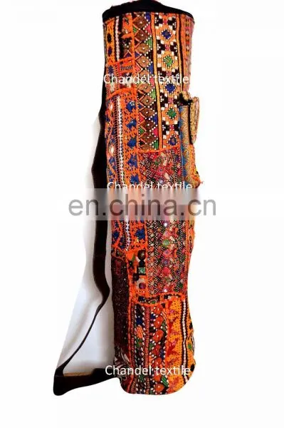 Banjara Old Yoga Mat Bag Banjara Vintage Patch Work Leather Strap Hand Embroidered Hand Made Ethnic Hand Embroidered Vintage photo-4